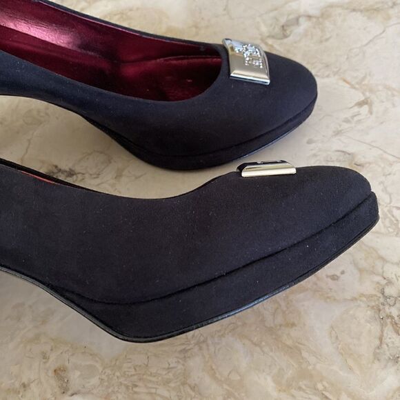 Roccobarocco Black Suede Leather Party Pumps 3” Heels - Picture 9 of 14